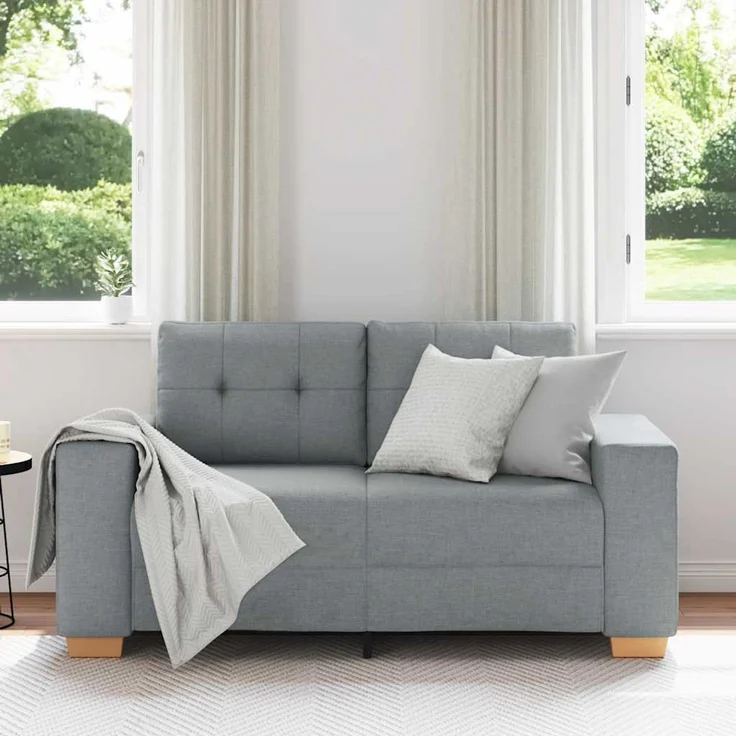 vidaXL Zweisitzer-Sofa Hellgrau 160x77x82 cm Stoff 4105068 – Bild 3