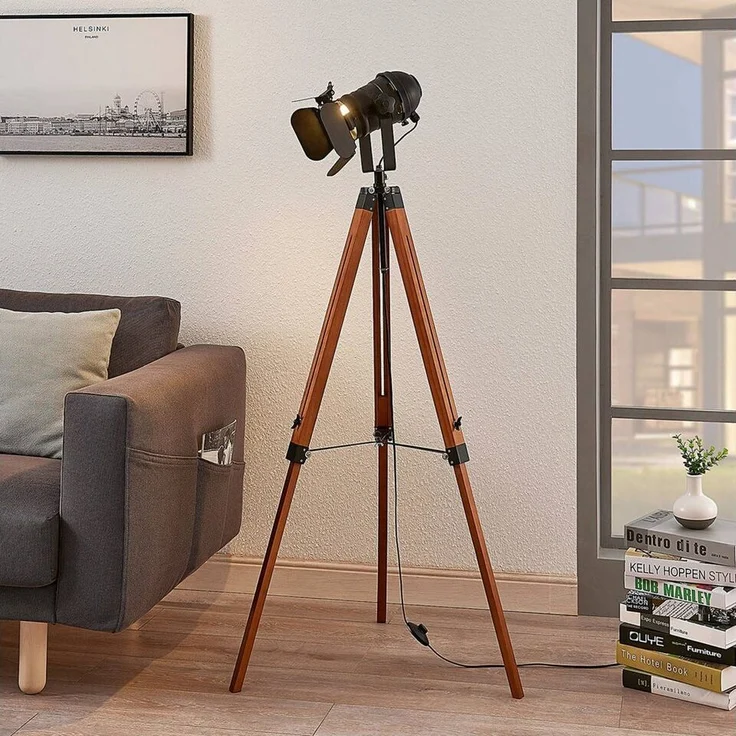 Lindby Stehlampe Hilma, Holz Braun IP20, 1 x 60 W – Bild 3