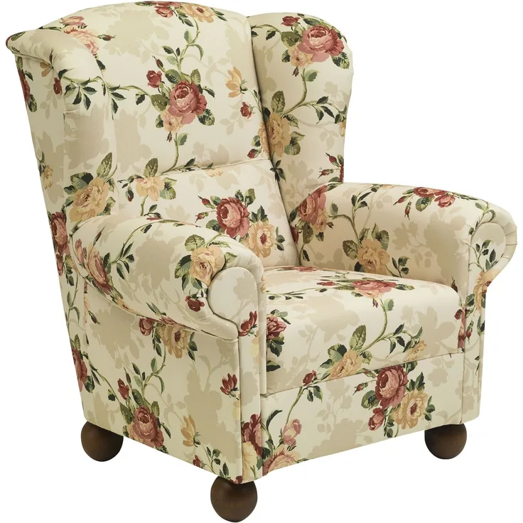 Ohrenbackensessel Kasha Bezug Flachgewebe Buche nussbaum dunkel / multi 22303
