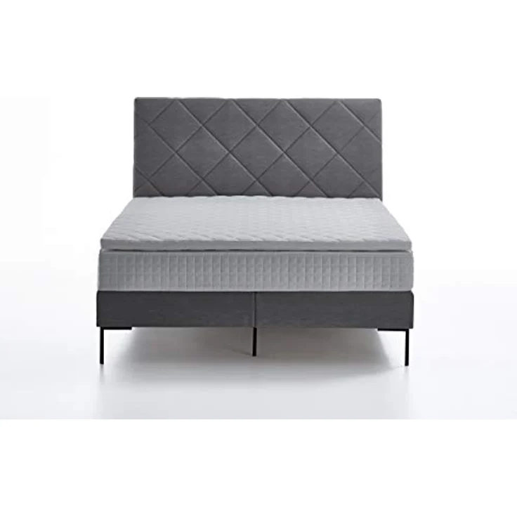 Atlantic Home Collection Boxspringbett FRAUKE, 160x200 cm, inklusive Topper (Härtegrad H2), grau – Bild 4
