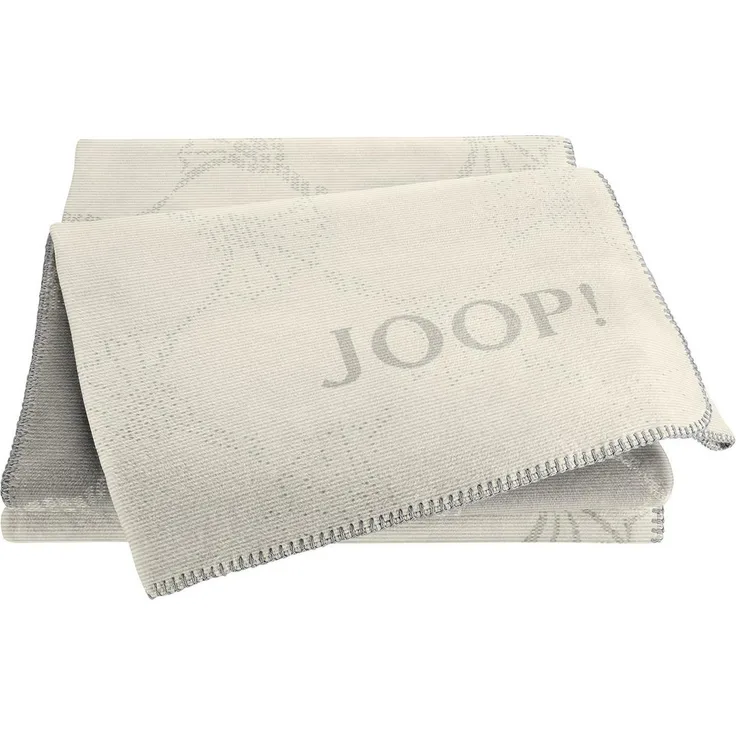 Wohndecke J!CORNFLOWER DOUBLE, 150 x 200 cm, Beige, JOOP!, Mischgewebe, Made in Germany, mit geketteltem Zierstich