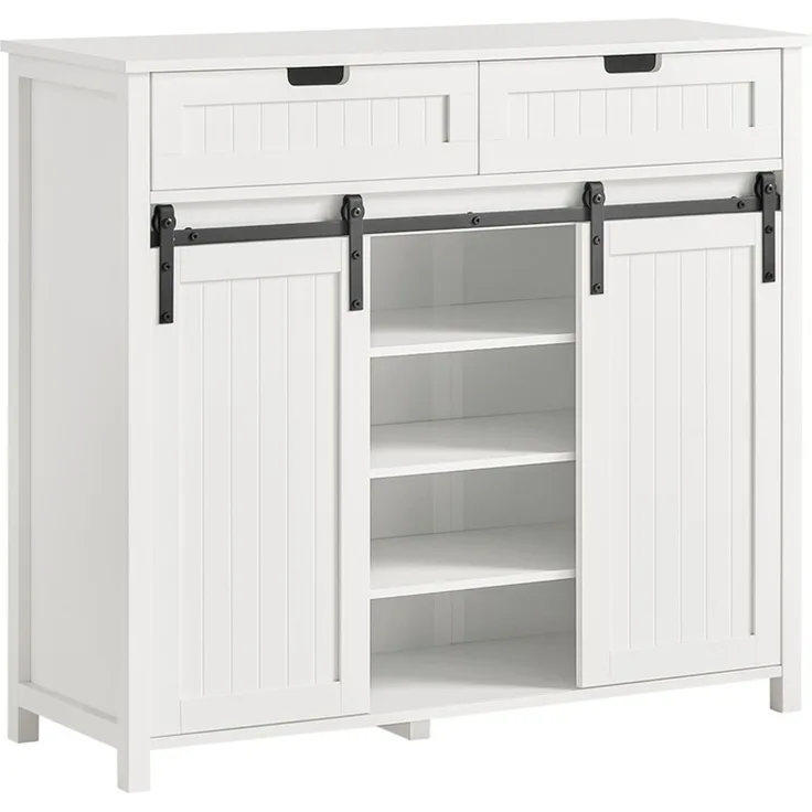 SoBuy FSB74-W Schuhschrank, MDF, Lackiert, Weiß, 100 x 87 x 40 cm