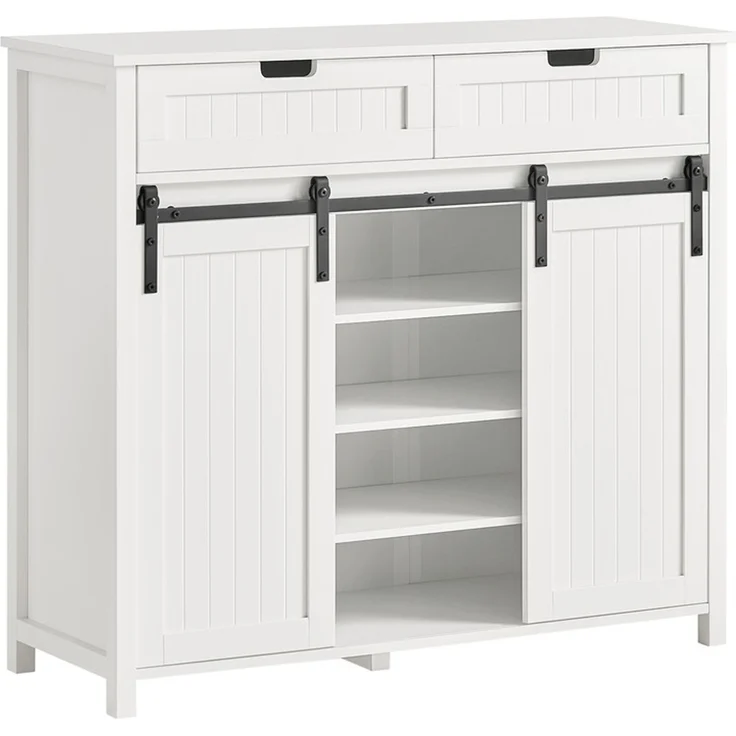 SoBuy FSB74-W Schuhschrank, MDF, Lackiert, Weiß, 100 x 87 x 40 cm – Bild 1