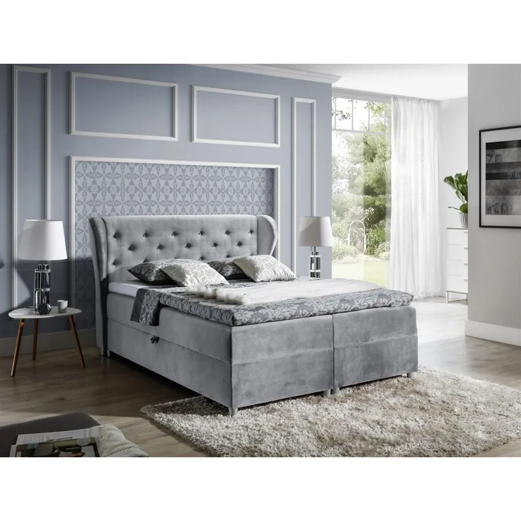 Boxspringbett ARIANNA 200x200 cm Stoff Grau