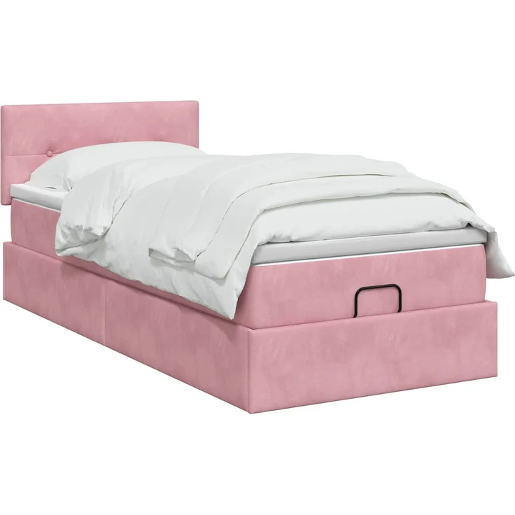 vidaXL Ottoman-Bett mit Matratze und LED Rosa 90 x 200 cm Samt 3457118 – Bild 3