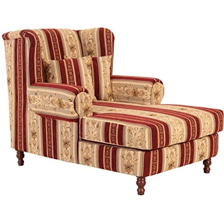 Mareille Big Sessel Chenille Rot Buche Nussbaumfarben