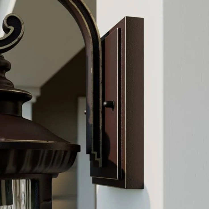 Lindby Barret, Wandleuchte außen (Laterne) in Braun, Retro Vintage Antik, 1 flammig E27, IP23, für Außenwand/Hauswand – Bild 5