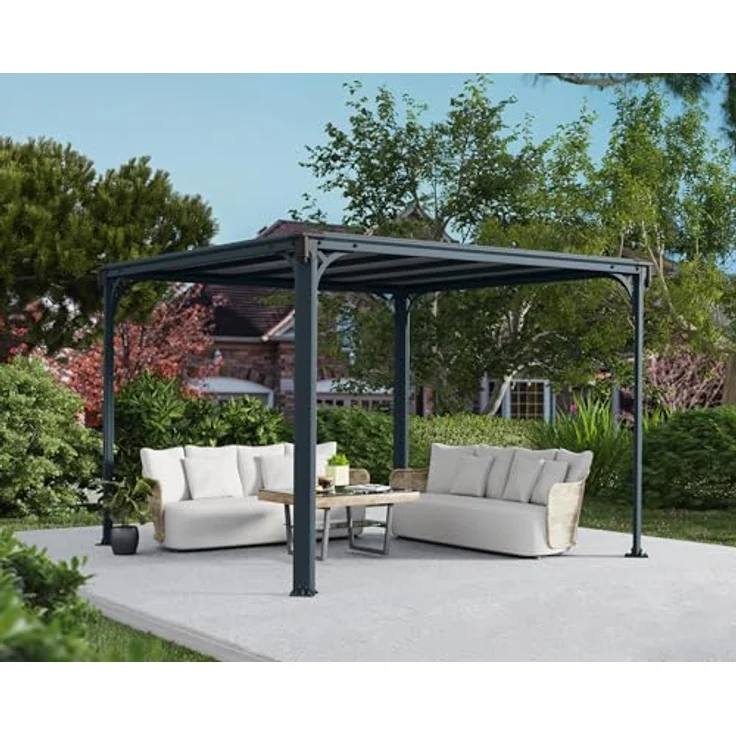 Palram - Canopia 'Milano 3000' Aluminium Pavillon, Anthrazit, 308 x 308 x 221 cm – Bild 3