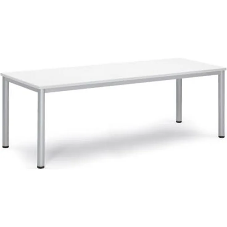 Soennecken Besprechungstisch 200x80x72cm Gestell silber Platte weiß