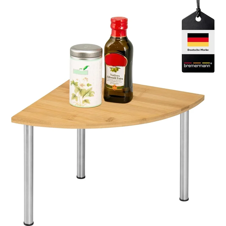 bremermann Küchenregal Bambus-Eckregal mit Edelstahl // ca. 25 x 20 x 25 cm (B/H/T) – Bild 1