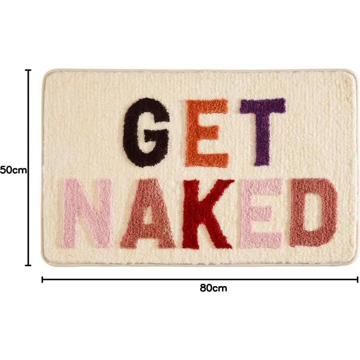 ABC Beigefarbener Badteppich, farbenfrohe Badematte, rutschfest, waschbar, schöne Badematte, weiche Mikrofaser-Duschmatte, saugfähig, 50 x 80 cm – Bild 2
