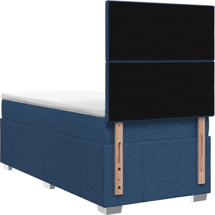 vidaXL Boxspringbett mit Matratze mit Kopfteil Blau 100 x 200 cm Stoff 3454077 – Bild 8