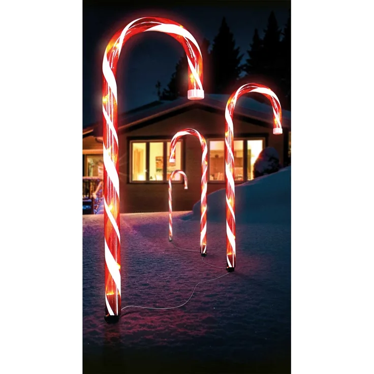 4x LED Zuckerstangen 50cm Batterie Timerfunktion Lichterkette Weihnachtsdeko