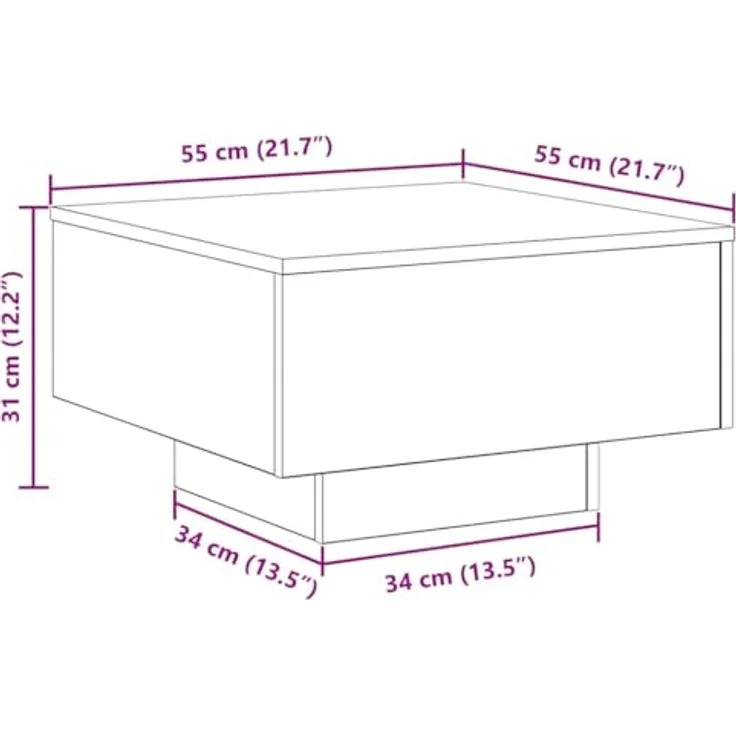 vidaXL Couchtisch Artisan-Eiche 55 x 55 x 31 cm 862992 – Bild 4
