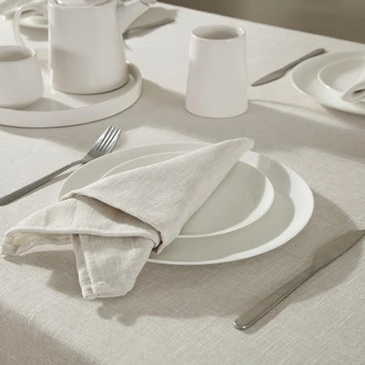 Laura Ashley Harper Luxuriöse Glatte Stoff-Tischdecke für formelle oder legere Abendessen, Urlaub, Bankett, Hochzeit oder Party, 152,4x213,4 cm, Elfenbeinfarben – Bild 5