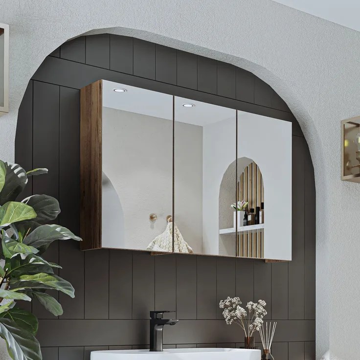 Roomart GUSTO-I-120 Badmöbel - nur Spiegelschrank - H 60 x B 14.2 x T 105 cm • Eiche