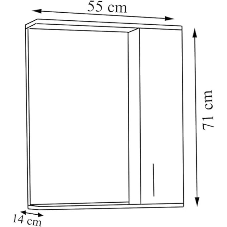 MID.YOU Spiegelschrank Weiß, Holzwerkstoff, erweiterbar, 2 Fächer, 55x71x14 cm für Badezimmer – Bild 3