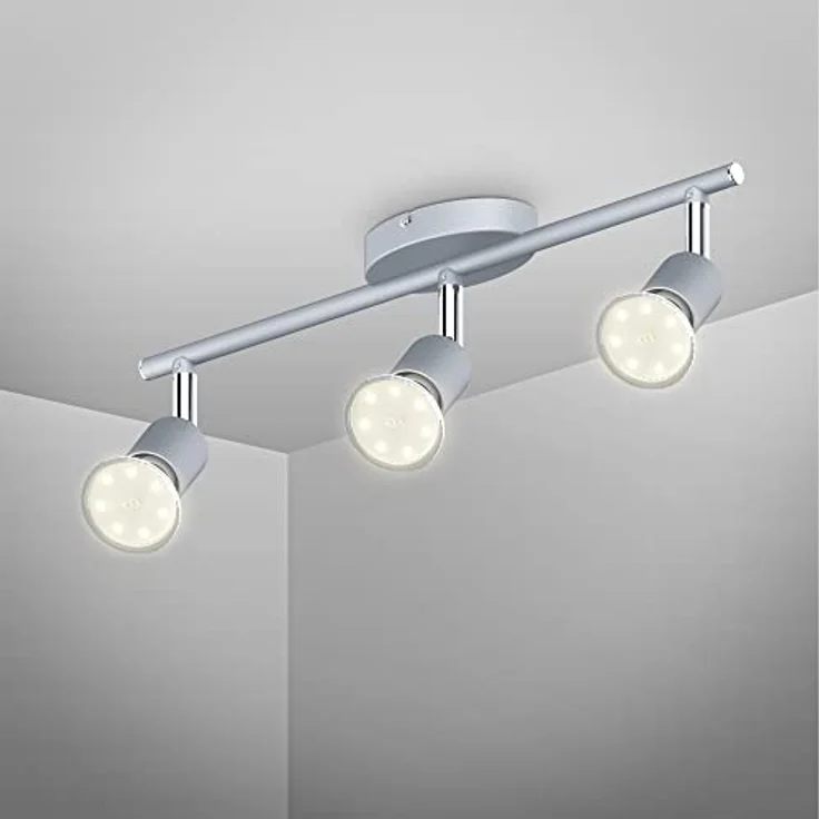 B.K.Licht Deckenleuchte Deckenspot 3x3W 750lm 3000K - 30-01-03-T, LED wechselbar, Titanfarbig Schwenkbar Drehbar GU10 Modern – Bild 2