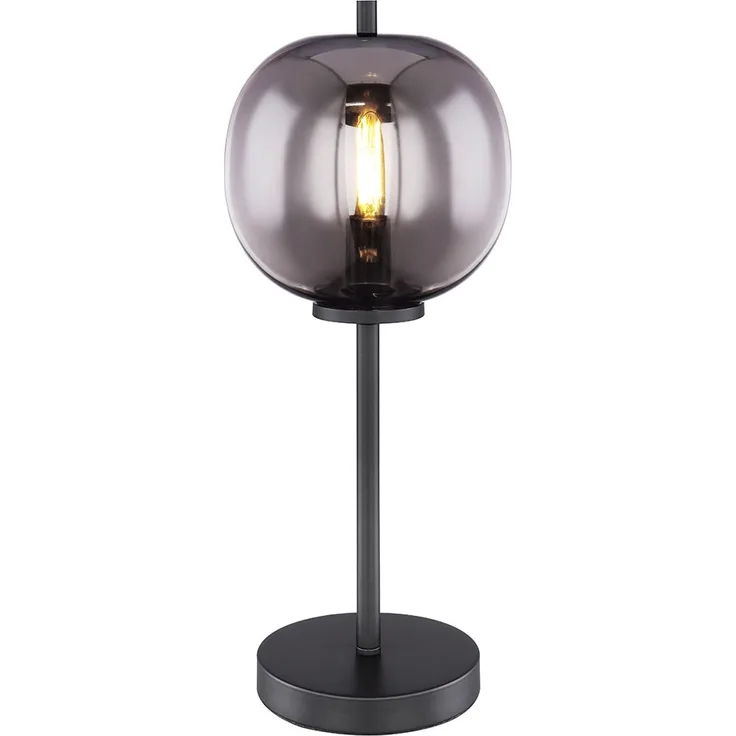 Tischleuchte, Glaskugel, schwarz-rauch, H 45 cm