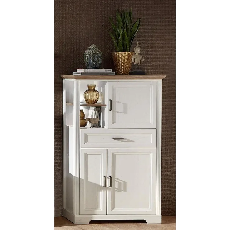 Highboard mit LED 'YASE' Pinie hell Artisan Eiche