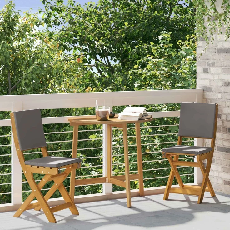 vidaXL Außen Bistro-Stühle mit Kissen 2 pcs Dunkelgrau 38 x 46 x 85 cm 42028100 – Bild 3