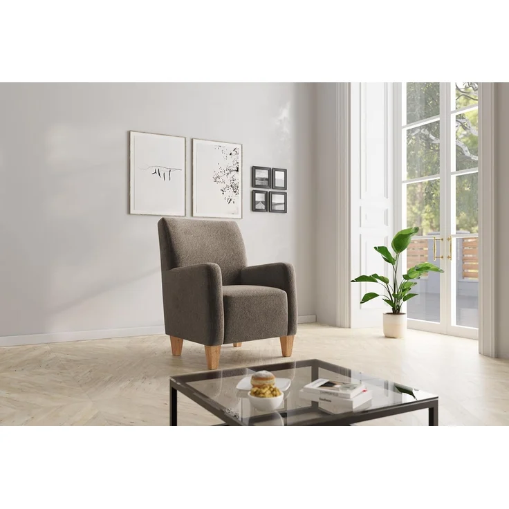 Cavadore Sessel Vida / Polstersessel im trendigen Design / 74 x 93 x 81 / Mikrofaser, Graubraun – Bild 2