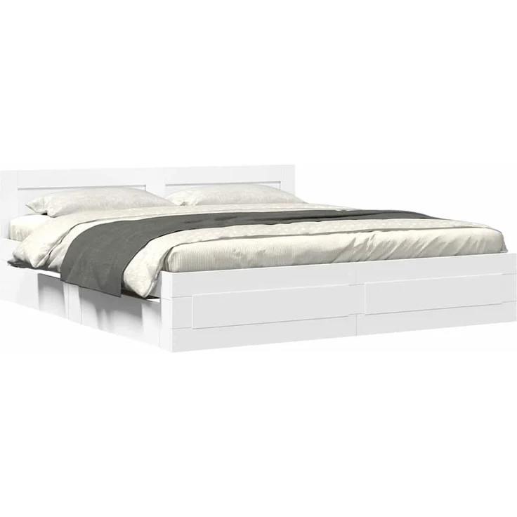 vidaXL Bettrahmen mit Schubladen Weiß 193 x 203 cm Holzwerkstoff 3402859 – Bild 3
