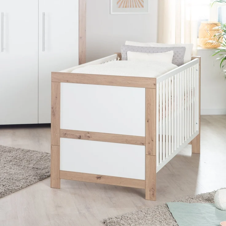 roba Kinderzimmerset 'Malo' - 2-teilig - inkl. Kinderbett 70 x 140 cm & Wickelkommode - Weiß / Natur – Bild 5