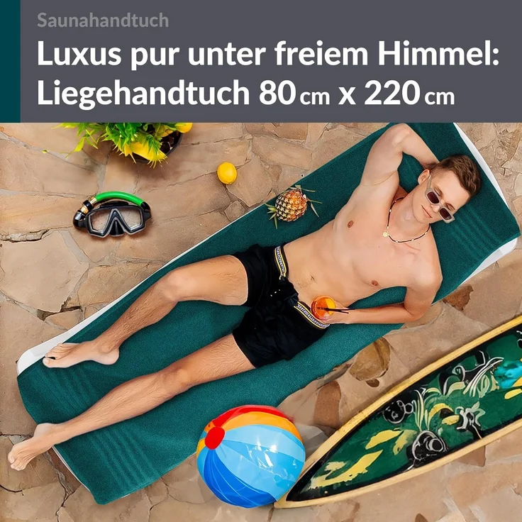Lashuma Saunatuch London, Frottee (1-St), Badetuch extra lang 85x220 cm, Handtuch Wellness – Bild 8