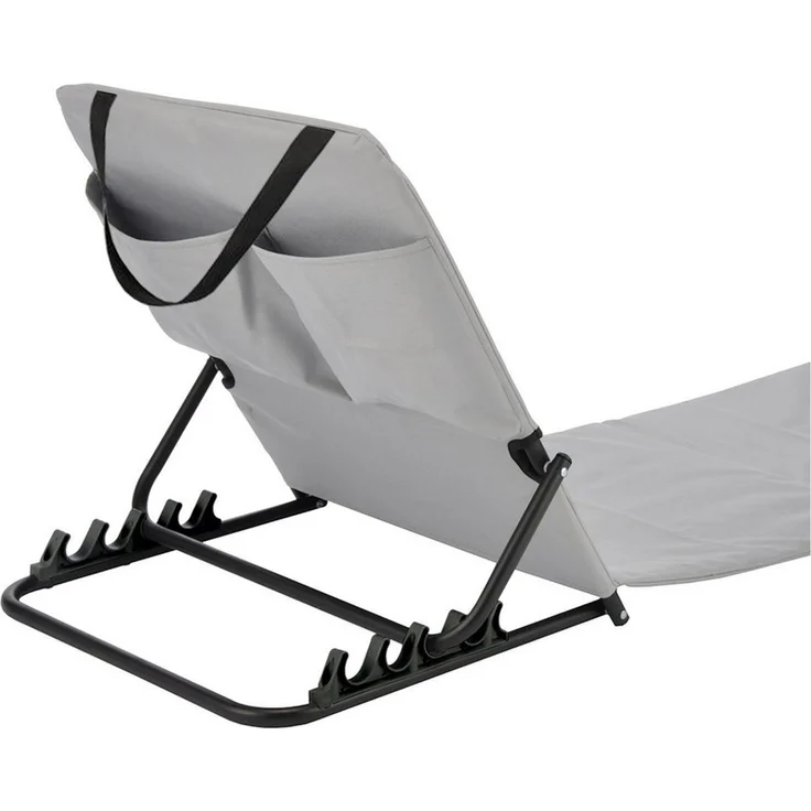 Spetebo Strandmatte klappbar mit Verstellbarer Rückenlehne - grau - Liegematte faltbar mit Tragegurt - Sonnenliege Gartenliege Sonnenmatte Liegematte für Garten Camping Picknick Reise Urlaub – Bild 2