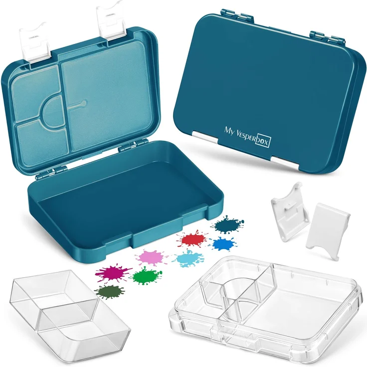 My Vesperbox® Brotdose für Kinder mit Fächern [LEN] - Lunchbox mit Trennfächern - Bento Box - Jausenbox - Brotzeitbox für Schule & Kindergarten - Vesperdose für Jungen & Mädchen
