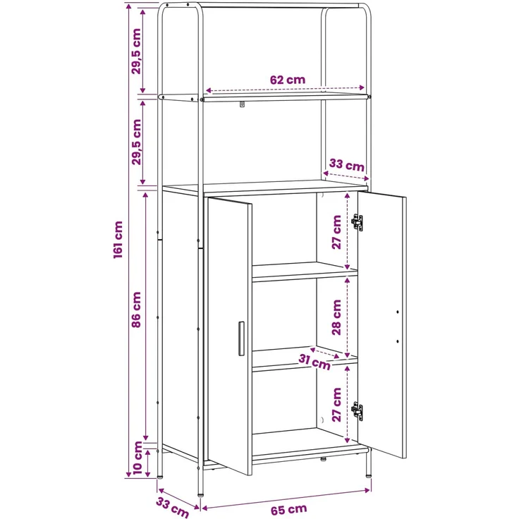 vidaXL Highboard Sonoma-Grau 40 x 33 x 161 cm Holzwerkstoff 8013875 – Bild 10