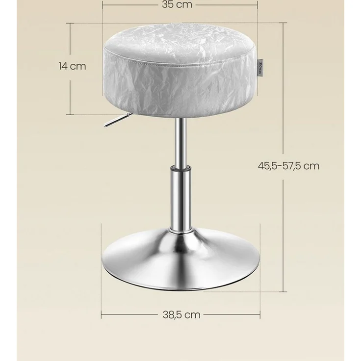 Schminkhocker, Schminkstuhl, Sitzhocker, höhenverstellbar, 360° drehbar, PU, dicke Polsterung, für Schlafzimmer, Küche, Esszimmer – Bild 2