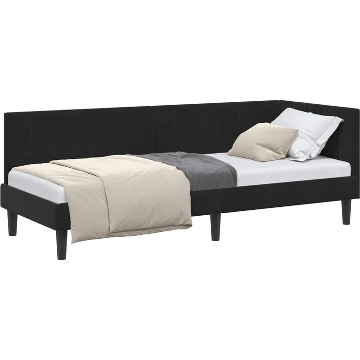 vidaXL Eckbettgestell mit Kopfteil Schwarz 80 cm x 200 cm Samt 42016333 – Bild 1