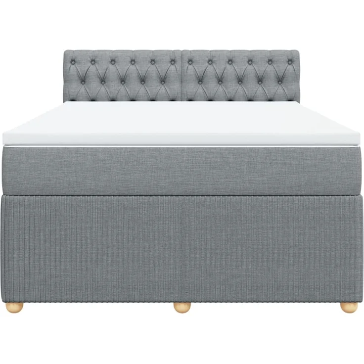 vidaXL Boxspringbett mit Matratze Hellgrau 140x200 cm Stoff 3289786 – Bild 6