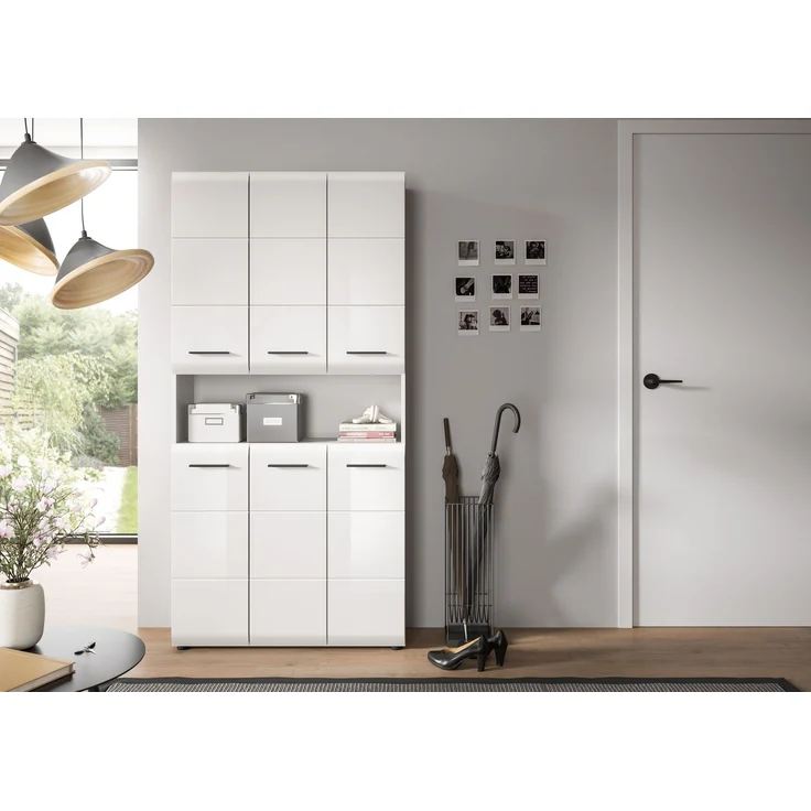 Badstandschrank (B/H/T: 90x185x30 cm) in weiß hochglanz tiefzieh – Bild 8