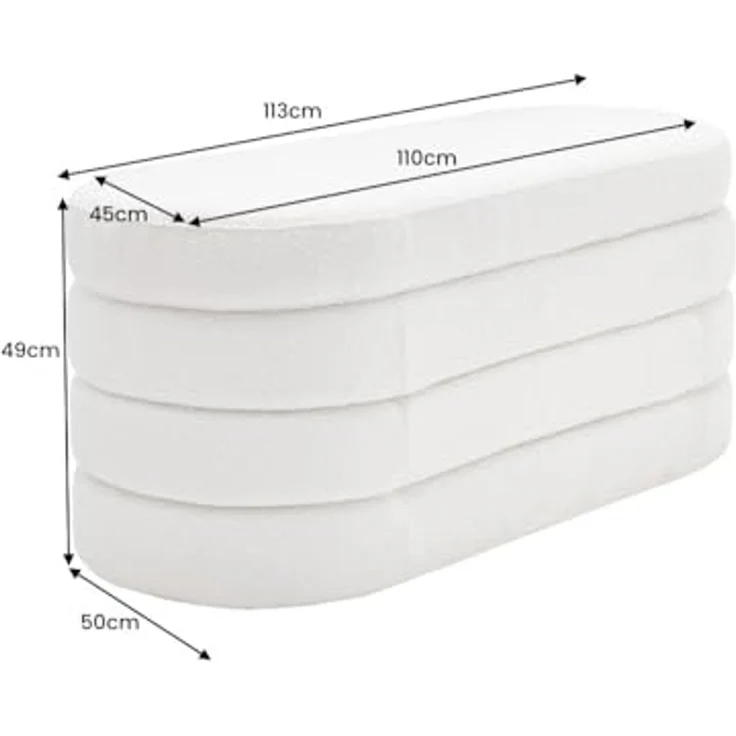 riess-ambiente Sitzbank VOGUE 115cm creme weiß (Einzelartikel, 1-St), Wohnzimmer · Bouclé · rund · mit Stauraum · Scandinavian Design – Bild 3
