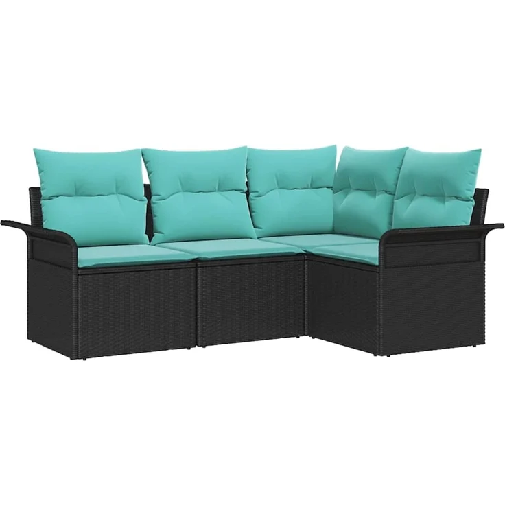 vidaXL Gartensofa-set mit Speicher 4 pcs Schwarz Poly-Rattan 3354015 – Bild 2