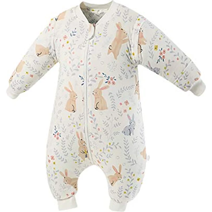 SONARIN Babyschlafsack mit Beinen Schlafsack mit Füße,abnehmbaren Ärmeln,dünn,2,5 Tog,Bio-Baumwolle Verschiedene Größen von 6 Monaten bis 6 Jahren – Bild 2