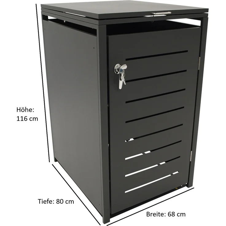 DEGAMO KÖLN Mülltonnenbox 1-er, Stahl verzinkt, anthrazit, 68x80x116cm für Tonnen bis 240 Liter – Bild 5