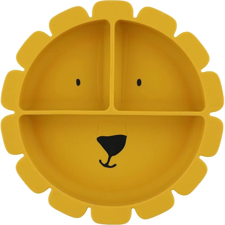 Trixie Silikonunterteilter Saugnapfteller - Mr. Lion - Baby- & Kleinkindteller mit starkem Saugfuß - rutschfest, mikrowellen- & spülmaschinenfest - perfekt für Baby-LED Entwöhnung & Portionskontrolle