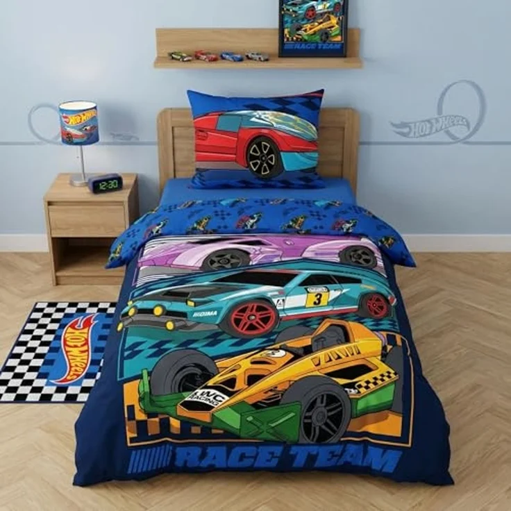 Hot Wheels Bettwäsche Set aus Mikrofaser Bettdeckenbezug 140 × 200 cm mit 70 × 90 cm Kissenbezug – Bild 2