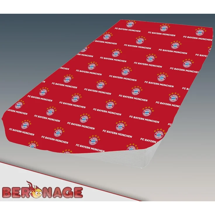 BERONAGE Spannbettlaken FC Bayern München Spannbettlaken Rot 90/100 x 190/200 cm, 100% Baumwolle, Gummizug: Ja, (1 Stück), passend z. Bettwäsche, Kissen, Decke, Badetuch, Teppich – Bild 6
