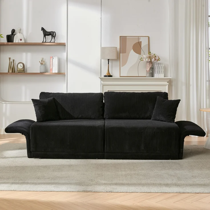 ZUBALIYA Schlafsofa 69.00x23.00 cm, mit Cordbezug, für Wohnzimmer und Apartments, mit stabilem Untergestell, Beige – Bild 4