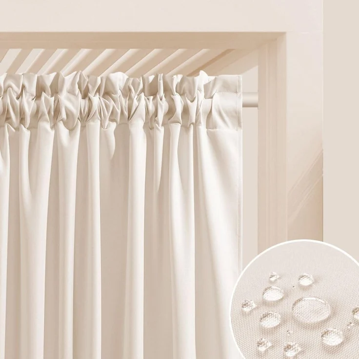 ROOM99 Outdoorvorhäng mit Kräuselband Garden Line 155x200 cm Breite x Höhe Outdoor Vorhang wetterfest Wasserdicht Sichtschutz Sonnenschutz Gardinen Garten Winddicht Helle Creme, 1 Stück – Bild 1