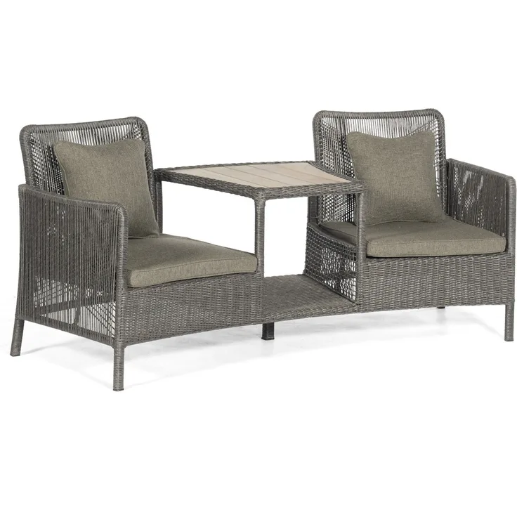 Sonnenpartner Duo-Loungesessel Luna Aluminium mit PE-Bespannung light coal Relaxsessel