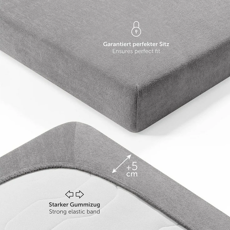 Blumtal Spannbettlaken Frottee Spannbettlaken Bettlaken, Frottee, Gummizug: rundum, (2 Stück), wärmend bis 25cm Matratzenhöhe, Premium Qualität 170 g/m² – Bild 2