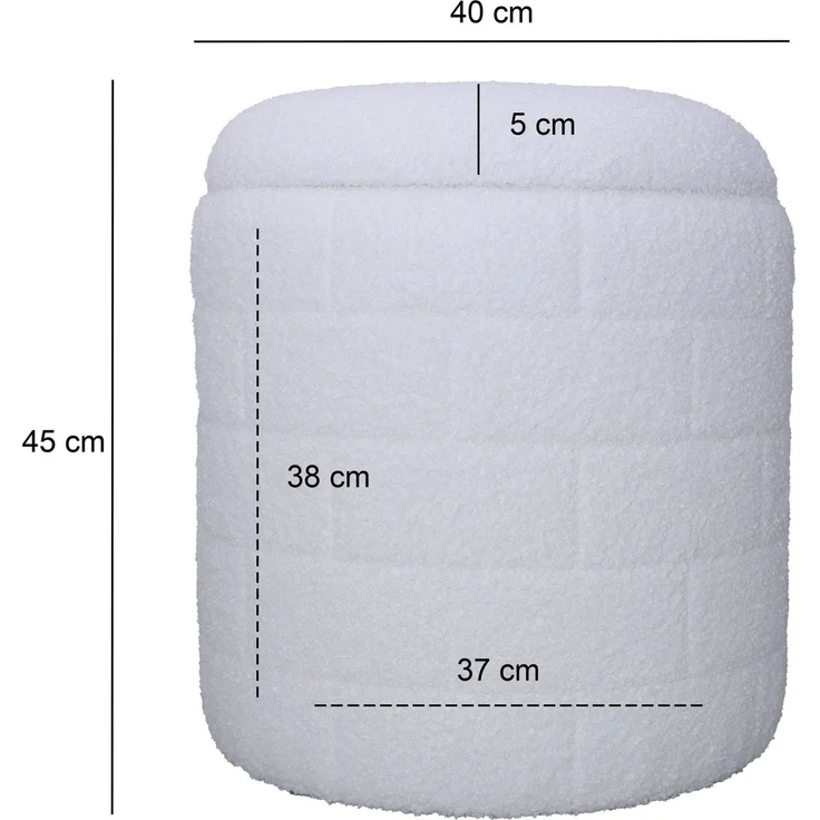 Sitzhocker mit Stauraum 40x40x45 cm Stoff Weiß abnehmbarer Deckel gepolstert Wohnzimmer – Bild 3