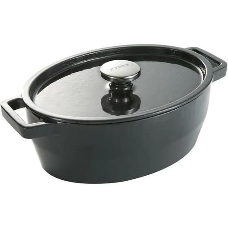 PYREX Slow Cook Bratentopf oval, mit Deckel, Länge: 330 mm, grau