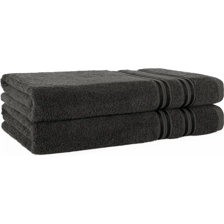 HAMMETEX Duschtuch 2er Set Badetücher 70x140 cm, 100% Baumwolle, Weich & Saugstark, Frottier (Set, 2-St), mit Bordüre, einfarbig, weich